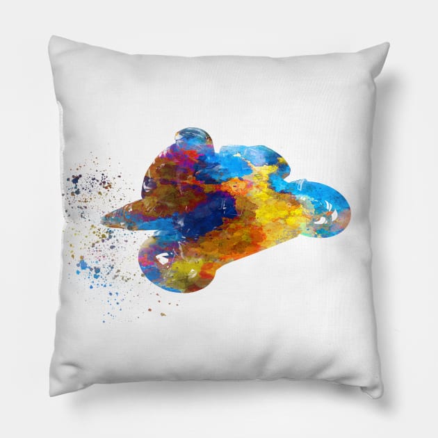 Watercolor moto gp rider Pillow by PaulrommerArt