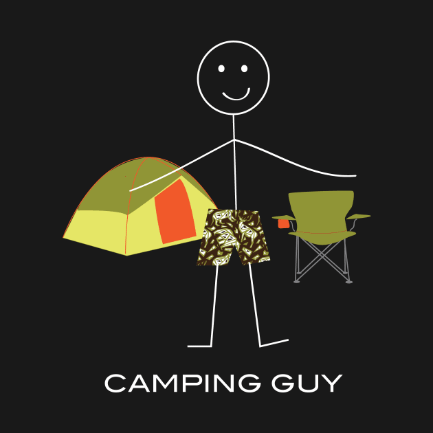 Funny Mens Camping Guy Illustration by whyitsme