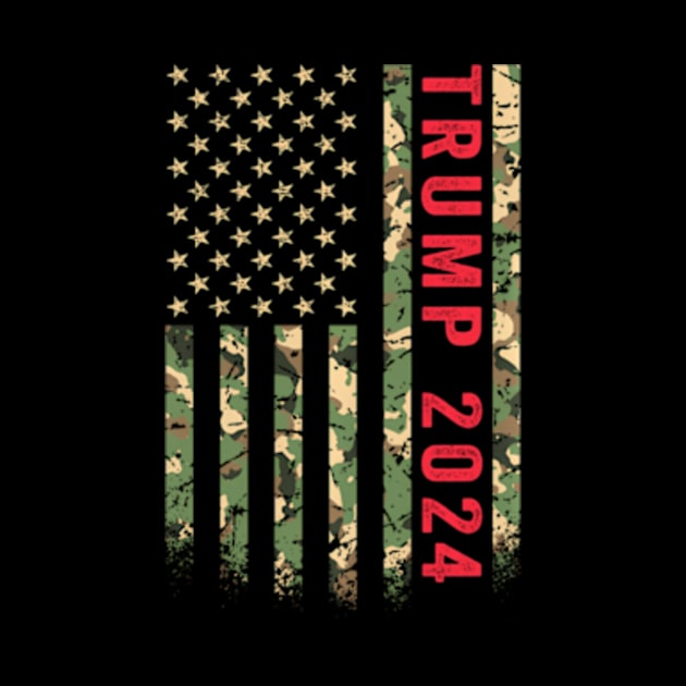 Trump 2024 President American Flag Camouflage Camo Veteran by lam-san-dan