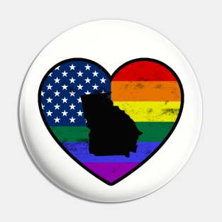 Georgia United States Gay Pride Flag Heart Pin