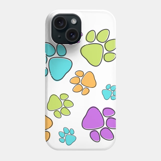 Kids Pawprint Pattern – Orange Purple Green Blue Phone Case by KoreDemeter14