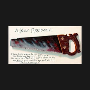 Antique Christmas Card - Bloody Saw T-Shirt