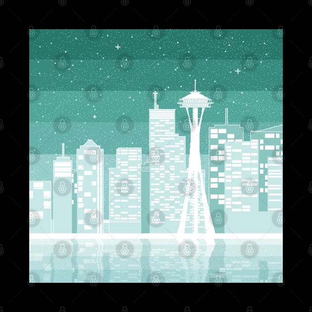 Mint Seattle Pixel Cityscape by Galaxxi