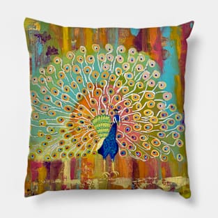 Rainbow Peacock Pillow