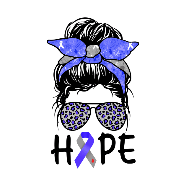 Hope Messy Bun Leopard Blue Ribbon Diabetes Awareness by apesarreunited122