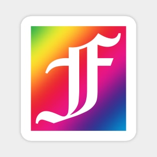 Rainbow White Letter F Magnet