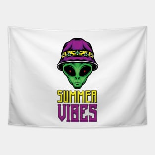 Summer Vibes - Funny Alien Quote - Cool UFO Tapestry