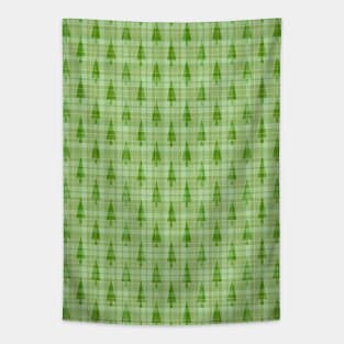 GREEN Plaid Christmas Trees Tapestry