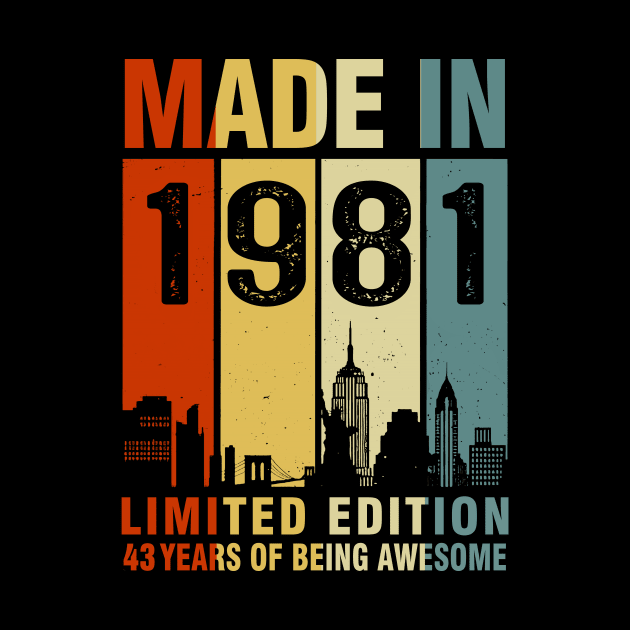 Made In 1981 43rd Birthday 43 Years Old by Kontjo