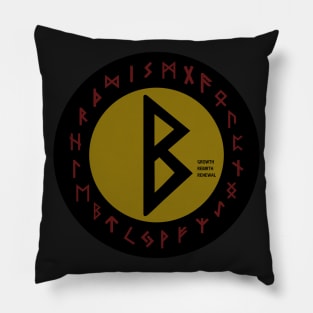 Yellow Berkana Futhark Rune Symbol Pillow