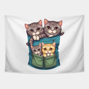 cats in pockets-cute cats in pockets-cute cats-cute kittins. Tapestry