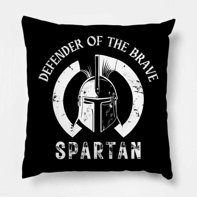 Spartan Warrior - Defender of the Brave Pillow by Ravenglow