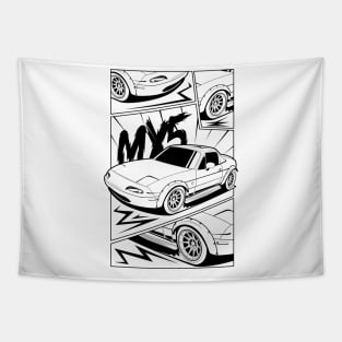 Black print mx5 manga style Tapestry