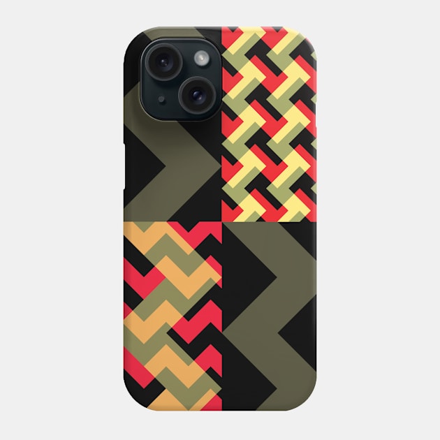 'Ziggy' - in Red, Salmon Pink and Buttercup Yellow on a Black and Khaki base Phone Case by sleepingdogprod