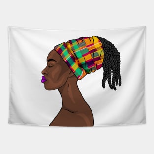 Brown Skin Girl Melanin Queen Kente Pattern Tapestry