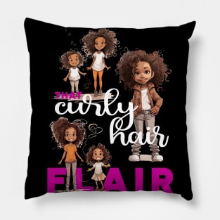 That curly hair flair for kids - white text Pillow