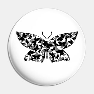 Veil of Butterflies, Black on White Pin