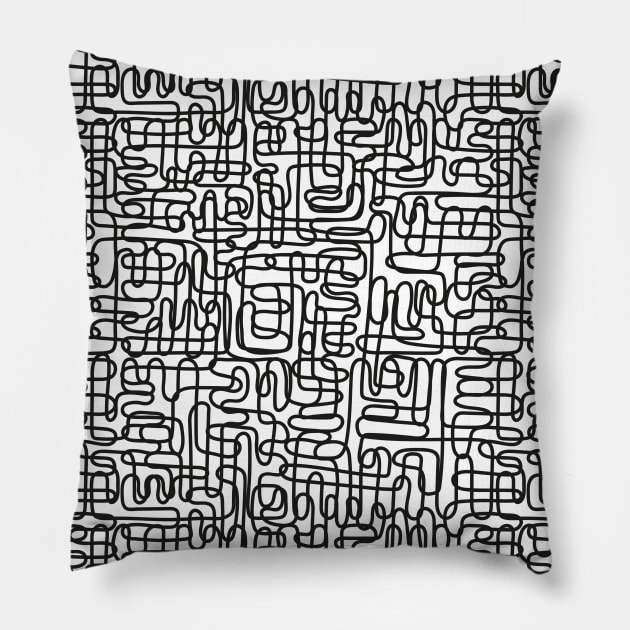 One Line - Black Pillow by Meeko_Art