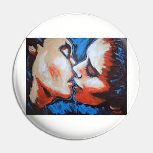 Lovers - Kiss In Orange And Blue Pin