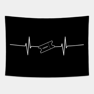 Cinema Ticket Heartbeat - White design Tapestry