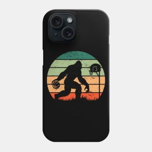 Bigfoot Sasquatch Playing Basketball Vintage Sunset Sport Phone Case