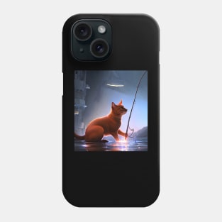 Futuristic Fishing of a Cat Phone Case