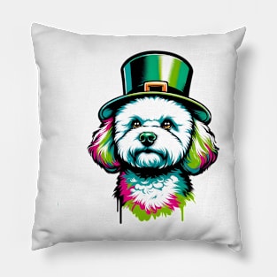 Bichon Frise Delights in Saint Patrick's Day Festivities Pillow