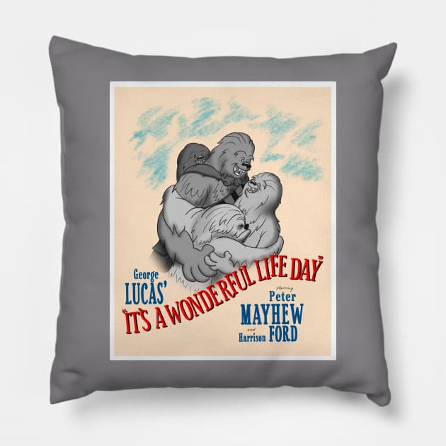 It's a Wonderful Life Day (Black and White) Pillow by TechnoRetroDads