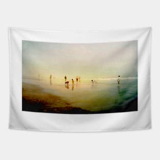 Ten People Enjoying The Beach Tapestry