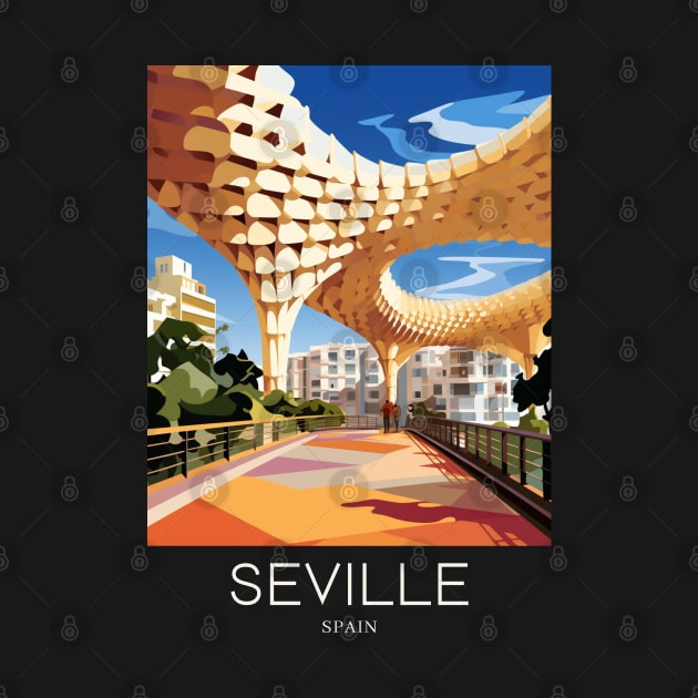 A Pop Art Travel Print of Seville - Spain by Studio Red Koala