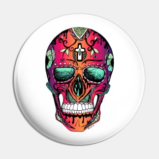 Blue Red Blend Los Muertos Skull Pin