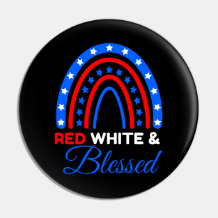 Red, Blue, and Blessed American US Flag Fireworks 4th Of July Celebration 4th of July Rainbow Pin