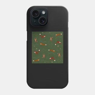 Winter Foxes in Green Phone Case