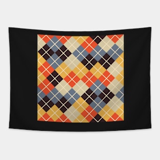 Argyle Pattern Yellow Orange and Blue Tapestry