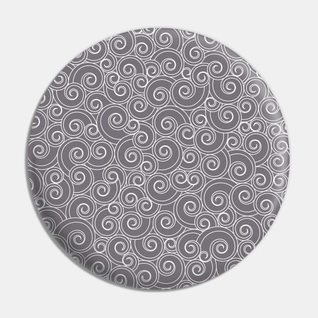 Whirlesque Grey Twirl Pattern Pin by cottoncanvas