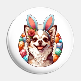 Chihuahua with Bunny Ears Enjoys Easter Festivities Pin