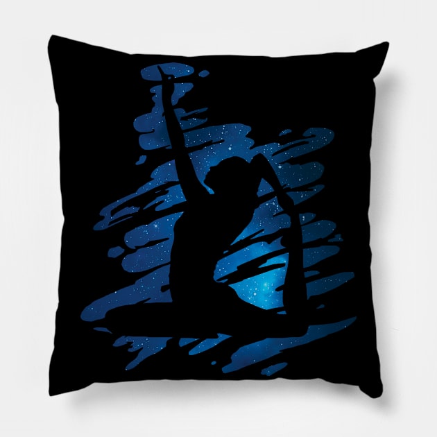 Yoga lover - brush strokes background (blue galaxy) - ballet, dance, gymnastics - ballerina, dancer, gymnast Pillow by Vane22april
