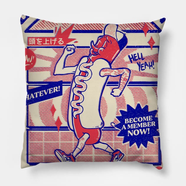 Self-Confident Hot-Dog Club Pillow by massai