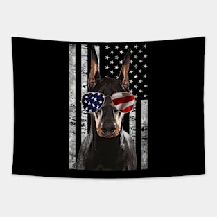Dynamic Dobermans Fashionable American Flag the Charm of This Breed Tapestry