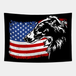 Borzoi Mom Dad American Flag patriotic dog Tapestry