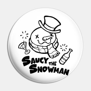 Saucy The Snowman - Black Outlined Version Pin