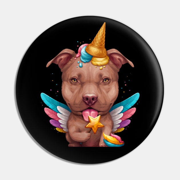 Chocolate Pitbull Ice Cream Unicorn Pin by stonemask