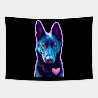 Black German Shepherd Heart for Dog Lovers Tapestry