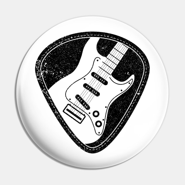 Guitar Pick with Guitar Silhouette Cut Out - Musical T-Shirt Pin by johnii1422