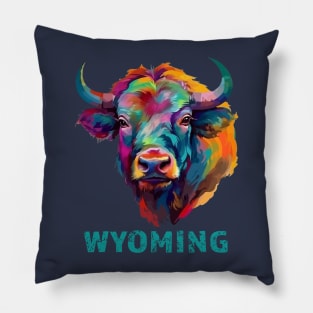 Wyoming American Bison Lover Buffalo for Men Women Souvenir Pillow