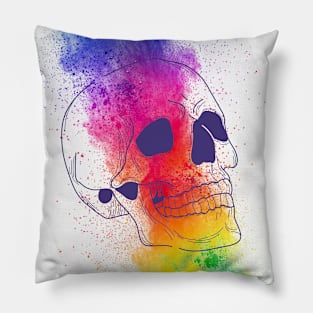 💀🎨Crazy beautiful halloween skull design skeleton - colorful, painting, psychedelic Pillow