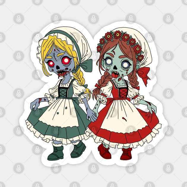 Zombie Snow-White and Rose-Red Magnet by H. R. Sinclair