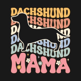 Dachshund Mama Groovy Dog Mom T-Shirt