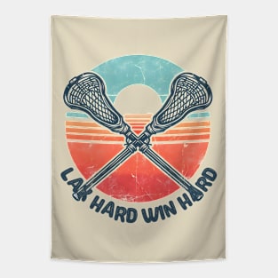 Vintage sunset lacrosse Tapestry