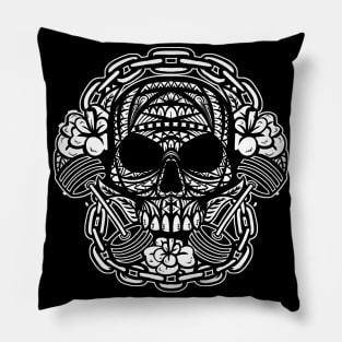 Skull Barbell Tribal Pillow